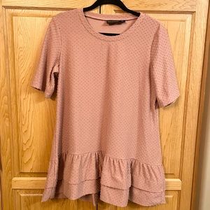 Nina Leonard Blush Pink Ruffled Tunic/Top